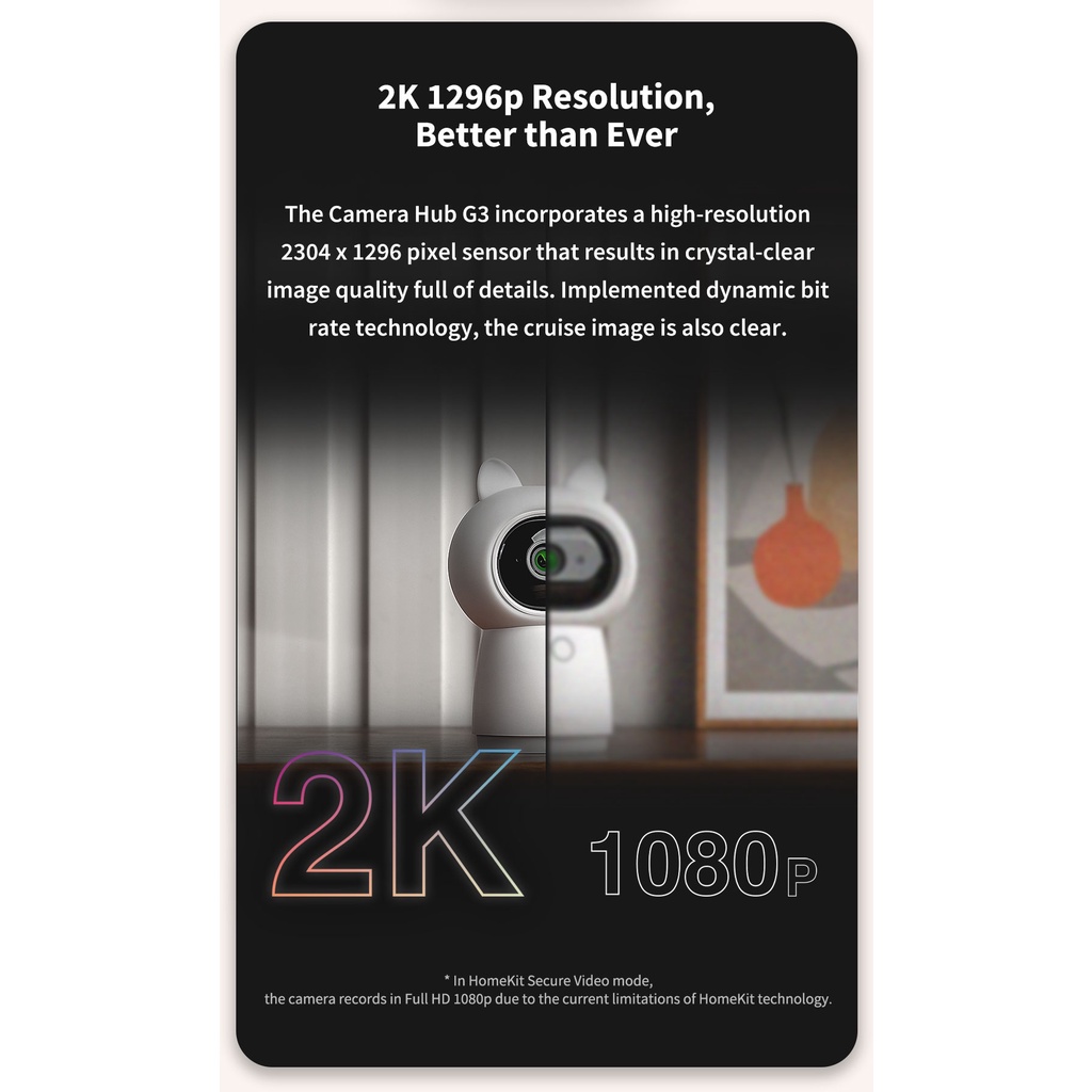 Aqara Smart PTZ Camera Hub G3 Gateway CCTV 2K HomeKit Dual-Band WiFi