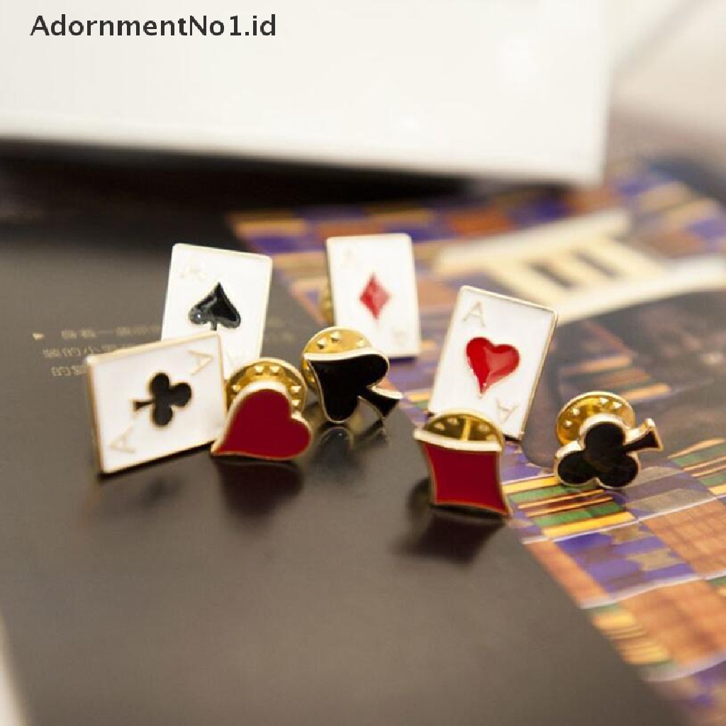 [AdornmentNo1] 4/8pcs Enamel Poker Bros Kecil Poker Manset Pin Kerah Lencana Perhiasan [ID]