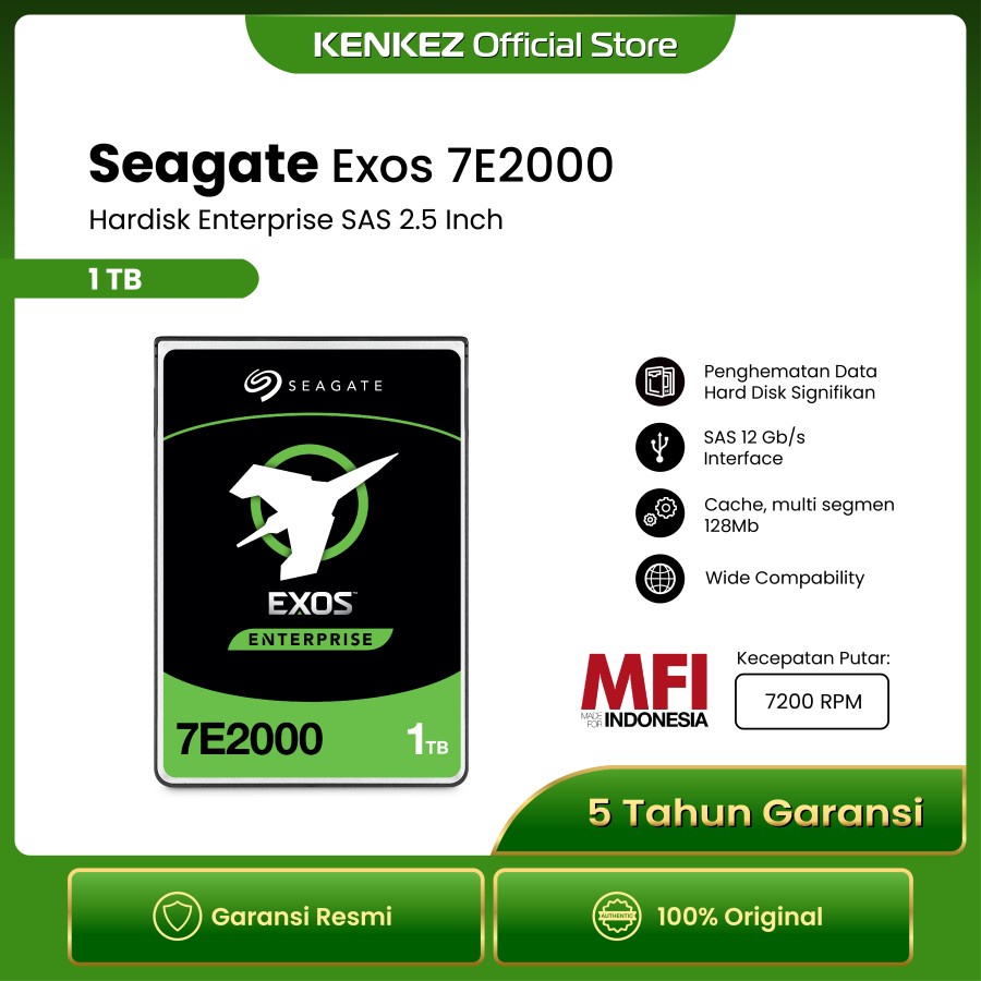 Seagate EXOS 7E2000 HDD / Hardisk Enterprise 1TB SAS 2.5" 7200RPM