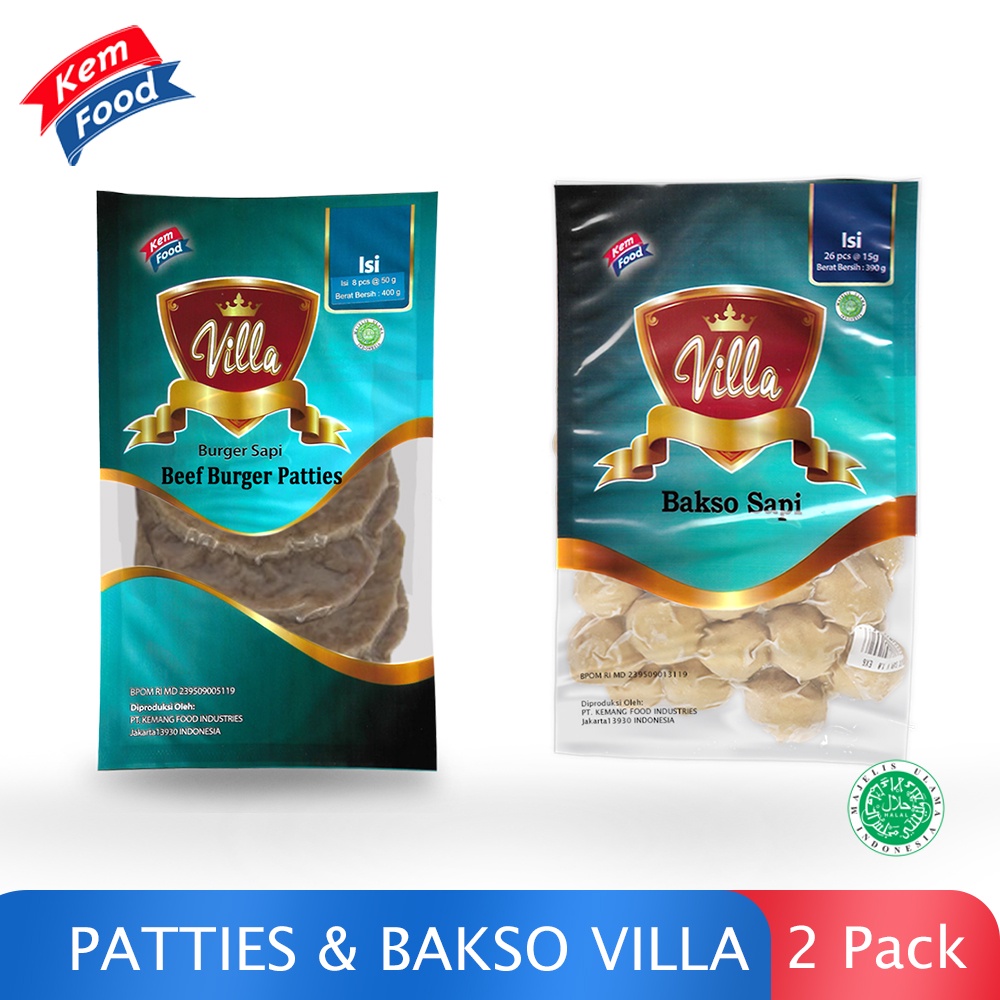 Beef Patties Villa 500gr + Bakso Sapi Villa 390gr - Paket