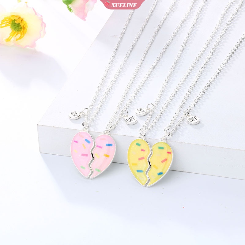 2 Pcs/set Cinta Magnetik Atraksi Pasangan Kalung Persahabatan Jantung Liontin Berbentuk Wajah Kalung Hadiah Hari Valentine Perhiasan [ZXL]