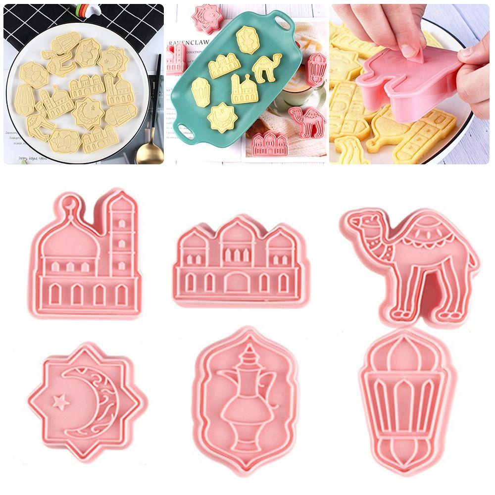 Solighter 6pcs/set Cetakan Kue Fondant Makanan Eid Mubarak Islam Muslim Festival Cookie Cutter