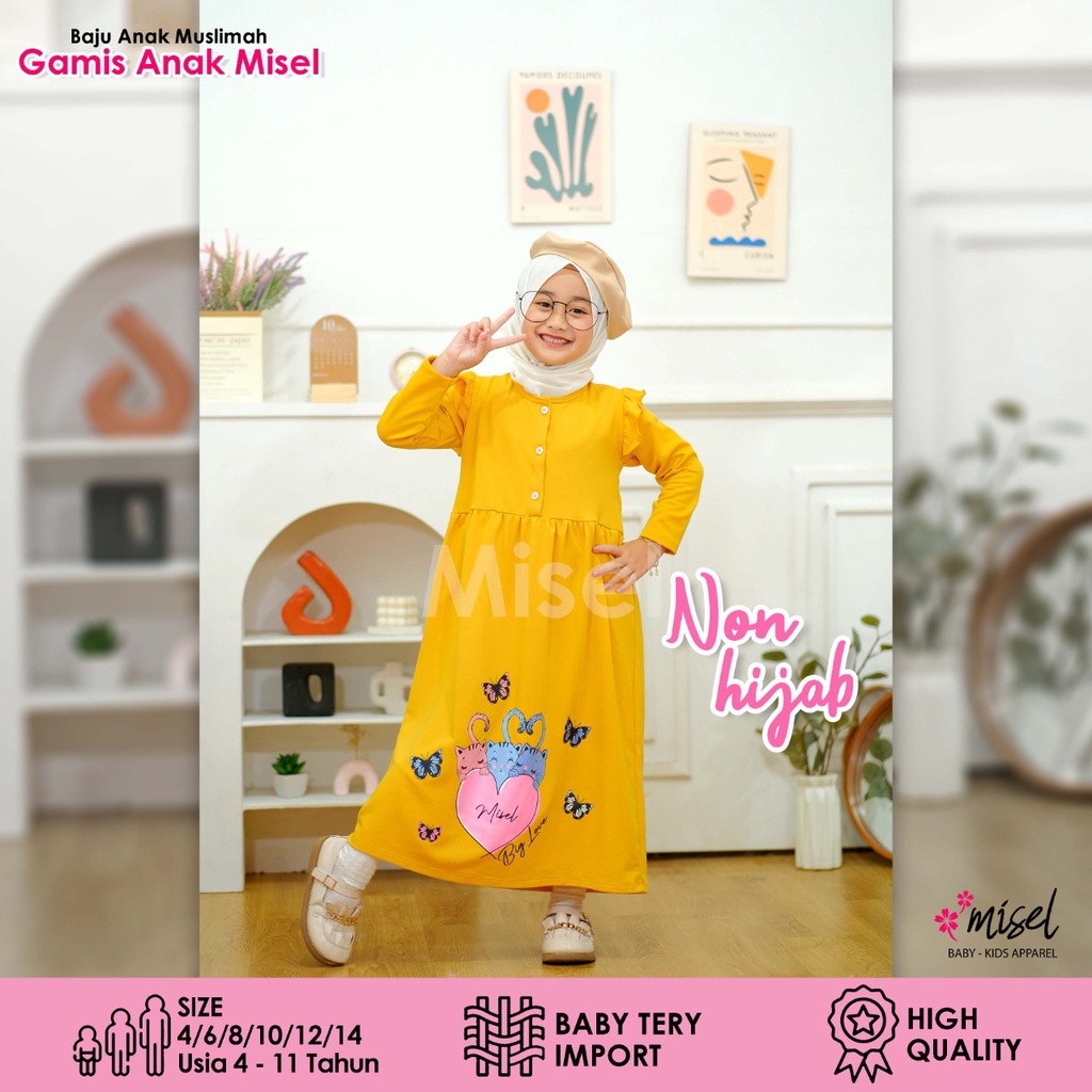 GAMIS ANAK PEREMPUAN MEREK MISEL 4-10 TAHUN BAHAN BABYTERRY IMPORT