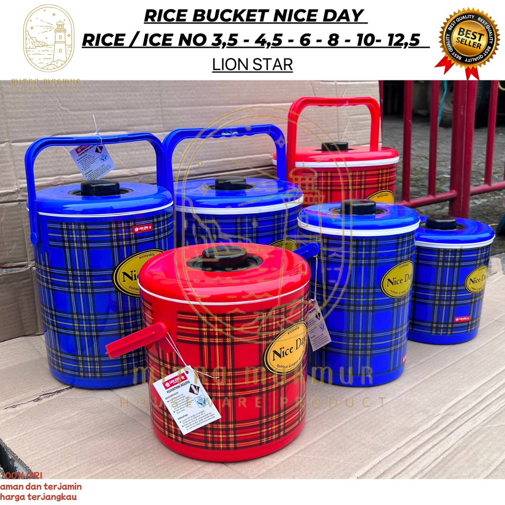 SALE!! LION STAR - NICE DAY RICE BUCKET /  TERMOS NASI DAN ES 3,5 - 4,5 - 6 - 8 - 10 - 12,5 - 20 - 33 - 38 LITER
