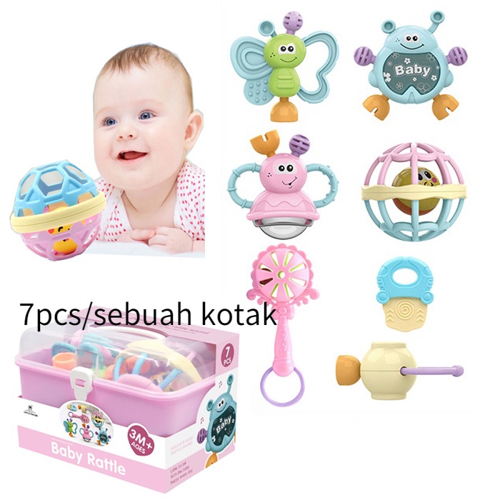 Barang ready -  Rattle kotak set 5pcs 11pcs  Rattle Teething Kit  Mainan Gigitan Bayi  mainan kerincingan dan gigitan bayi  Gigitan Bayi Teether mainan bayi