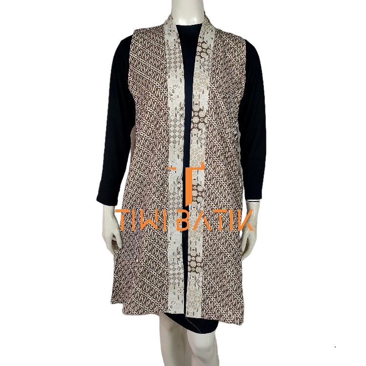 Vest Outer Batik Polos Tanpa Lengan