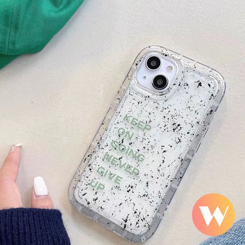 IPHONE Art Speckle Ink Pattern Clear Case Kompatibel Untuk Iphone11 7Plus XR X XS Max7 8 6s 6plus11 13 12 14 Pro Max Transparan Huruf Sederhana Lembut Shockproof Airbag Cover