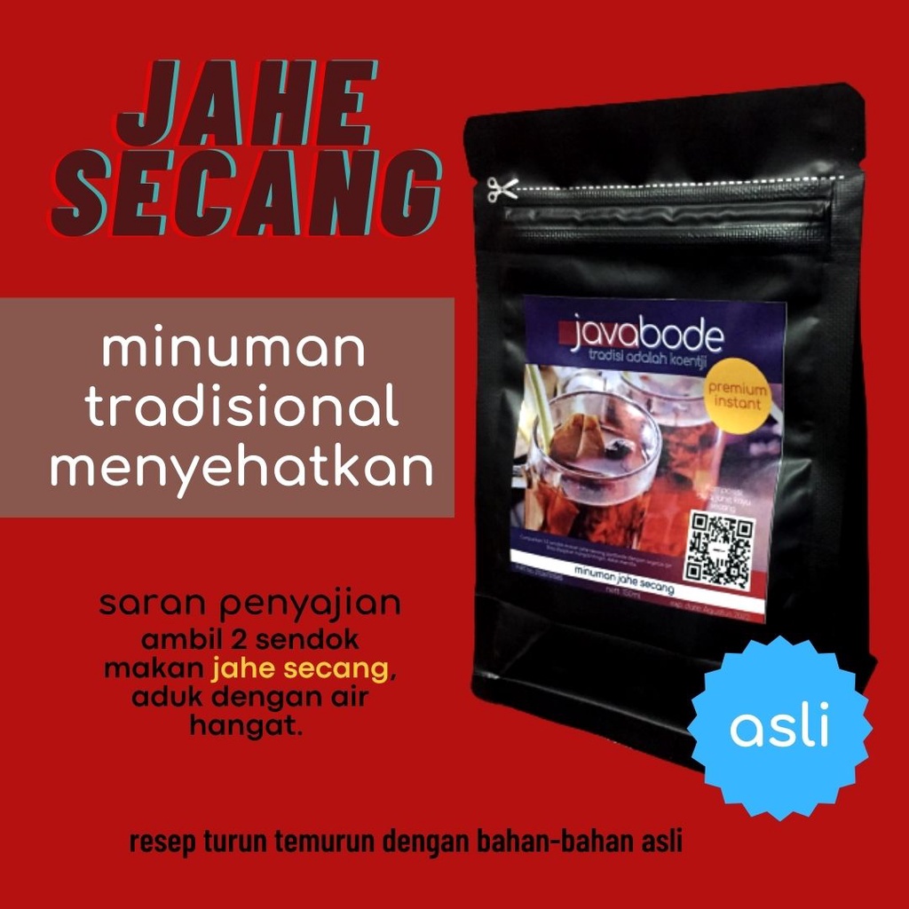 

WEDANG JAHE SECANG TRADISI MINUMAN JAVABODE SERBUK JAHE SECANG HANGAT SEHAT WEDANG 150gr JAVABODE JAHE