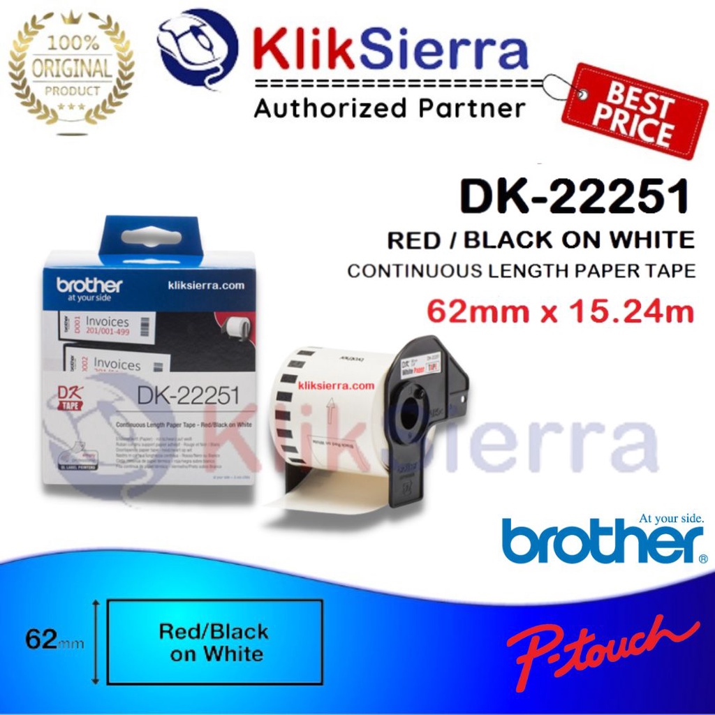 

BROTHER DK-22251 Continuous Label Red on White 62mmx15.24m DK22251