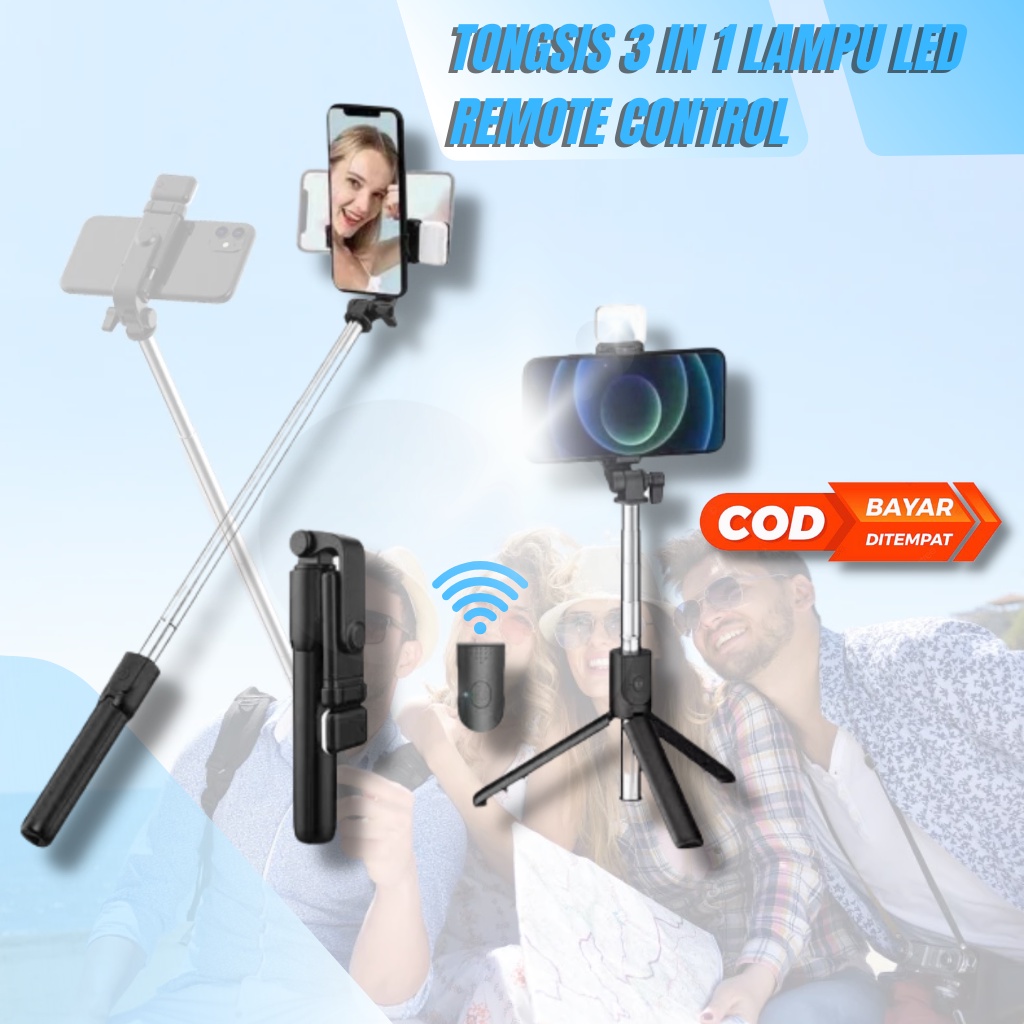 Tongsis Tripod Bluetooth Lampu Hp Stabilizer