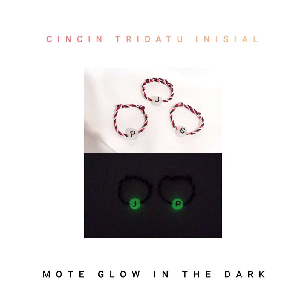 CINCIN CUSTOM TERBARU INISIAL TALI TRIDATU MOTE GLOW IN THE DARK CINCIN KEBERUNTUNGAN