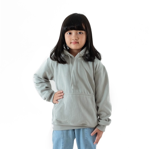 Sweater Hoodie Zippe Anak Laki-laki Perempuan Usia 4-13 Tahun Warna Mint