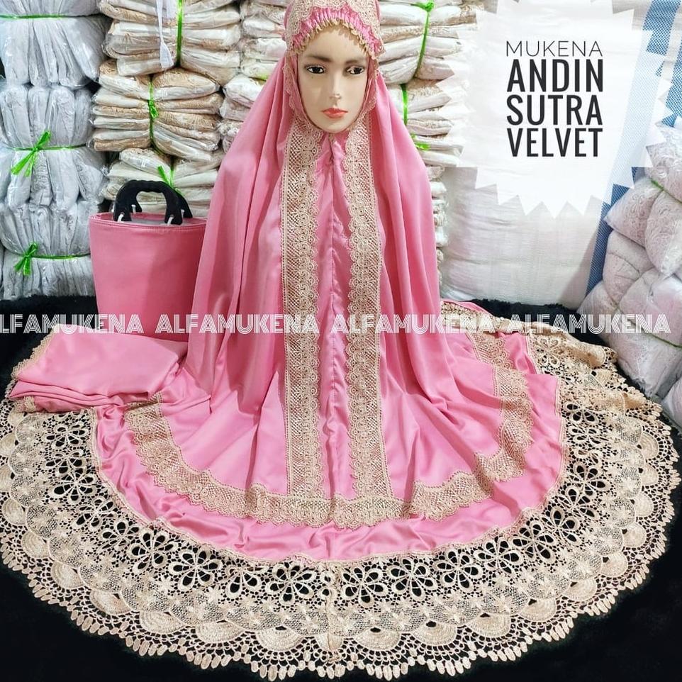 ↶ Mukena dewasa andin ikatan cinta jumbo kd full renda seroja terbaru mukena prada princess keong se