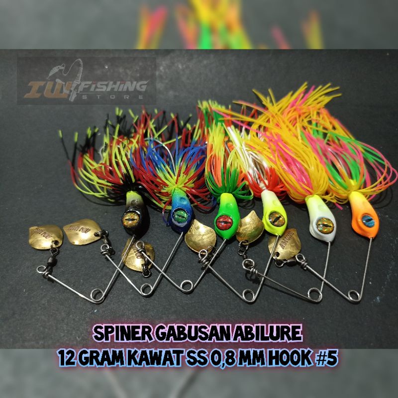Spiner Gabusan Abilure berat 12 gram Kawat ss 0,8 mm ukuran hook no 5 umpan pancing casting gabus ha