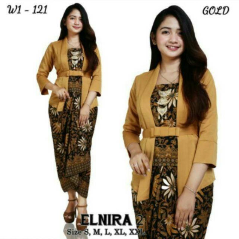 SETELAN KEBAYA ELNIRA ROK LILIT / SET KEBAYA KOMBINASI / KEBAYA BALOTELI / ROK LILIT