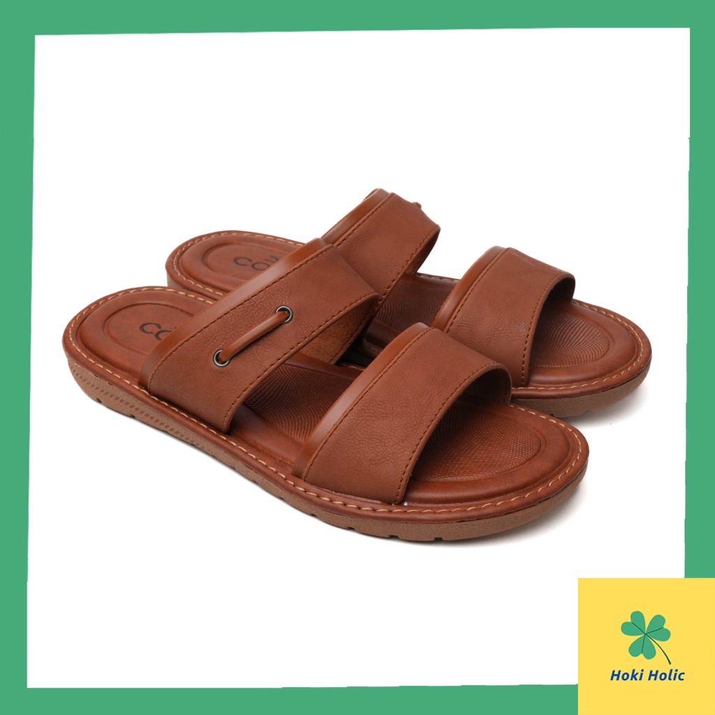 Sandal Kulit Pria Slop Carvil Original - Sendal Slide Pria Kulit Original Carvil