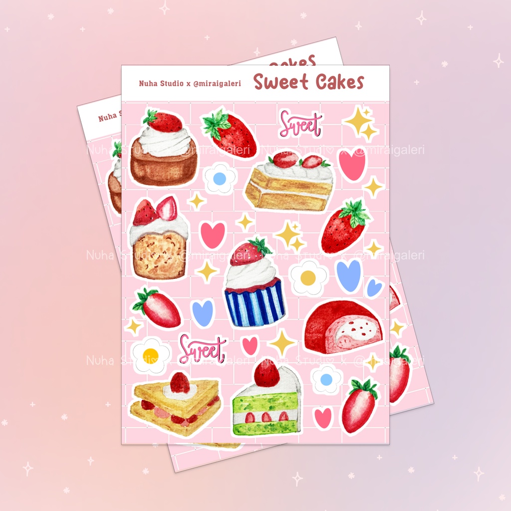 

Sticker by miraigaleri | Sweet Cakes Strawberry Cup Cakes | Aesthetic Sticker Estetik Stiker HP Laptop Botol Cute Waterproof Scrapbook Diary Journal Bujo Anti Air