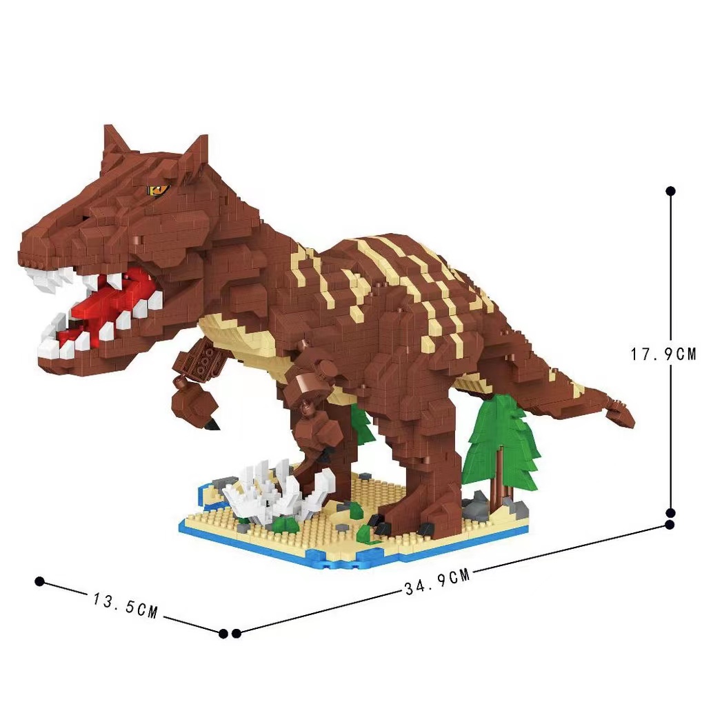 Blok Bangunan Rakitan Pendidikan Partikel Mikro Tiranosaurus Dinosaurus Jurassic