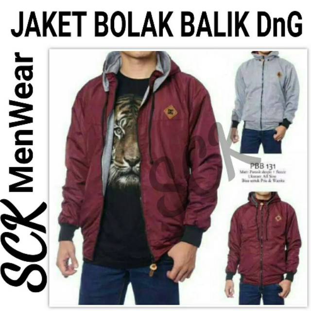 Jaket Pria VLK Bolak Balik Resleting Luar Parasut Dalam Katun Halus / PakaianCowok ukuran L-XXL (JUMBO) - sckmenwear GROSIR