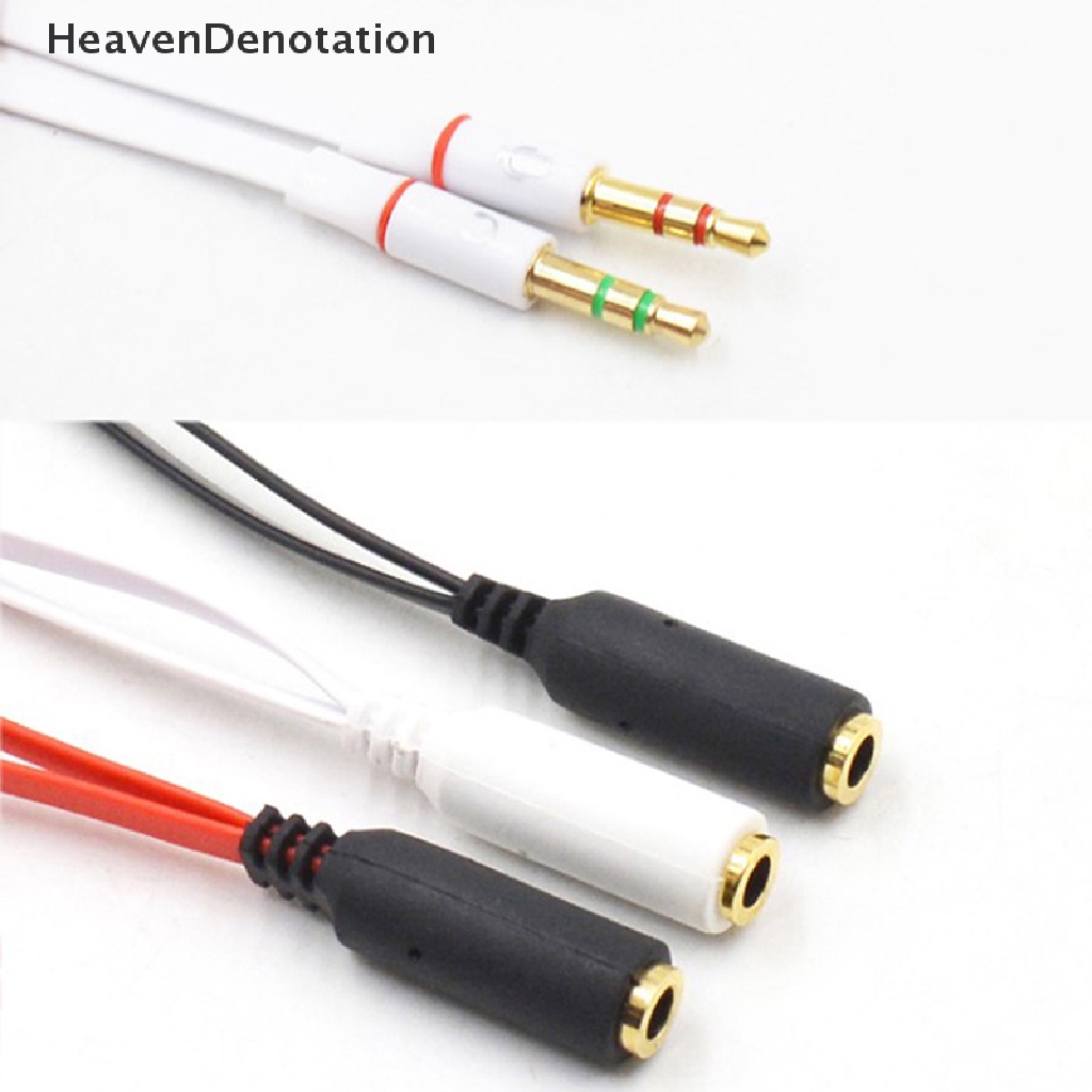 [HeavenDenotation] Adaptor TRRS 3.5mm 2pria1wanita Jack mini 3.5mm 4pin Splitter Mikrofon Audio Stereo Soket Kabel Gepeng Ke 2konektor 3pin HDV