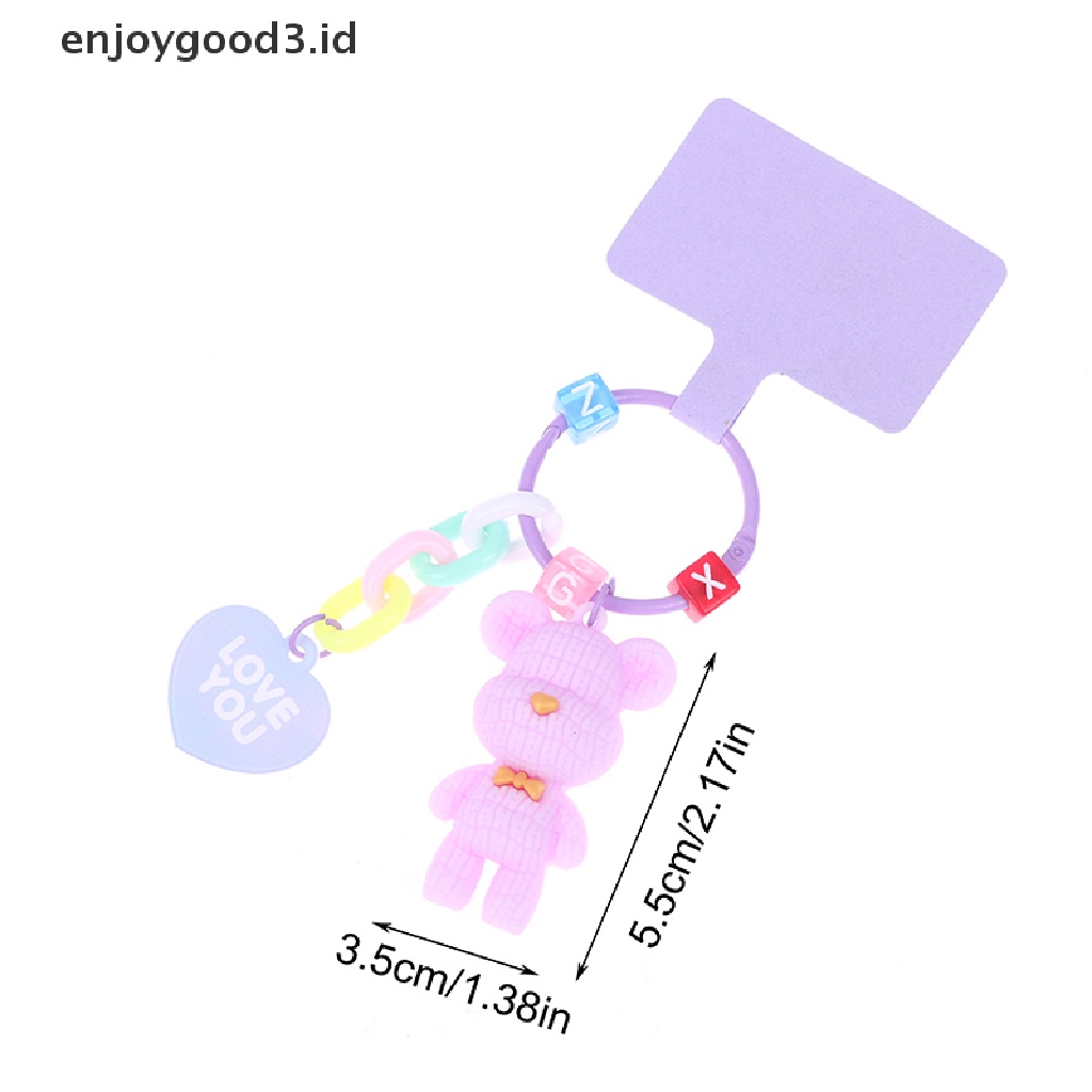 [Rready Stock] 1Pc Lucu Kartun Beruang Rantai Ponsel Manik-Manik Gantungan Kunci Aksesoris Telepon (ID)