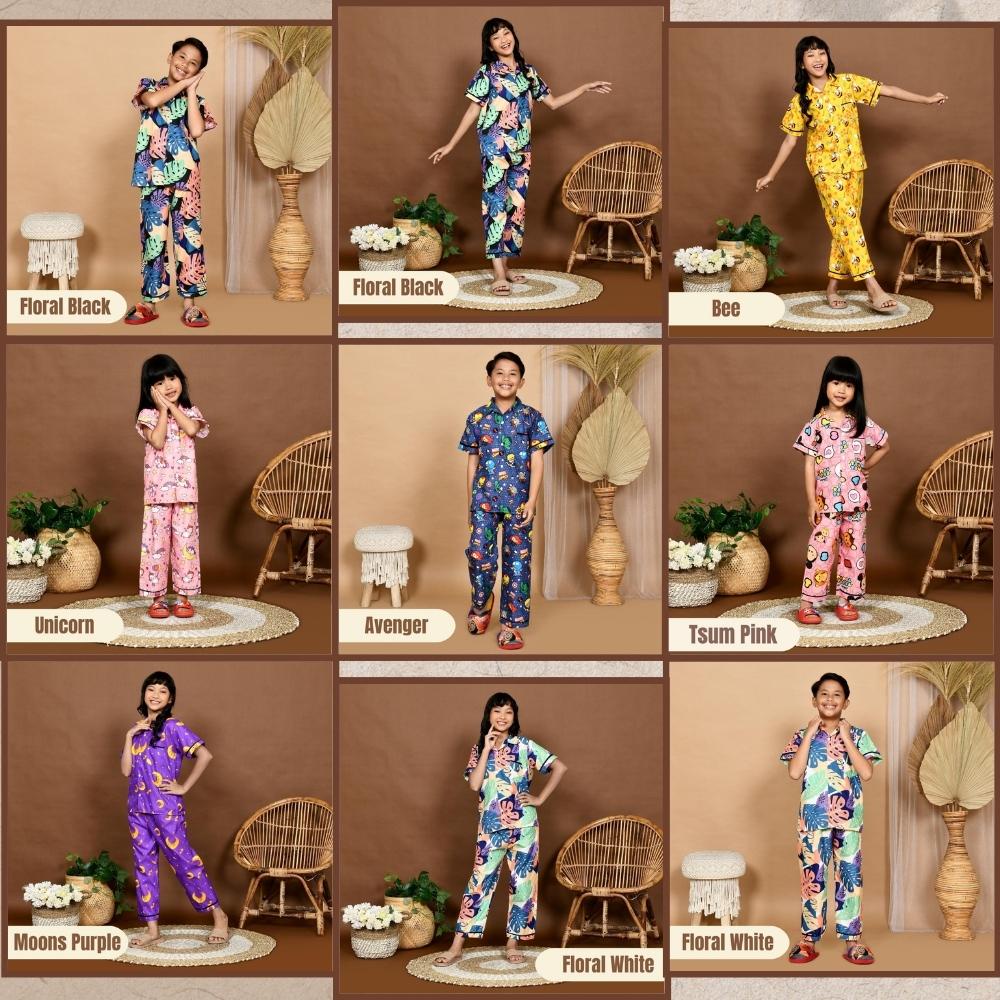 Paket Hemat Piyama Anak Kids ( Size 2, 4, 6 ) Setengah Lusin / Piyama Anak Perempuan / Piyama Anak Laki / Baju Tidur Anak / Setelan Piyama Celana Panjang Lengan Pendek ( 6 Pcs )