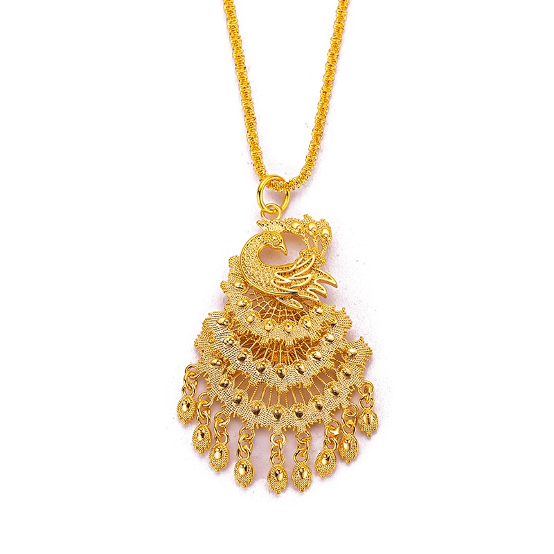 Goldkingdom Fashion Perhiasan 24 K Bangkok Aksesoris Ready Stock Retro Phoenix Liontin Pintar Kecil Bell Kalung Gaya Pernikahan Rantai Hadiah Wanita Mewah Dan Mewah