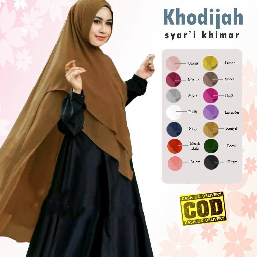 ℗ Jilbab Hijab Khimar Khadijah Syari Pad Busa ➧