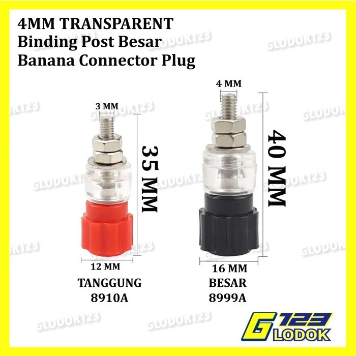 Binding Post Transparan Besar Tanggung Terminal Socket Banana 3 4 MM