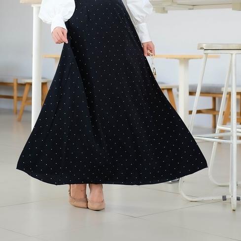 Stok Baru Nizwa Rok Polka Lebar (Rok A Line, Rok Syar'i, Rok Lebar, Rok Polka Hitam, Rok Lucu, Rok M