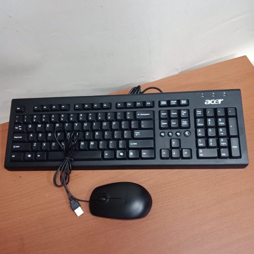 PAKET KEYBOARD + MOUSE ACER SLIM USB KABEL ORIGINAL BUILD UP LIKE NEW- MOUSE