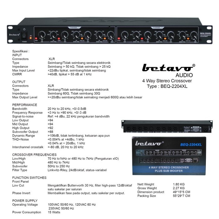 Crossover Betavo BEQ-2204XL 4 Way Stereo