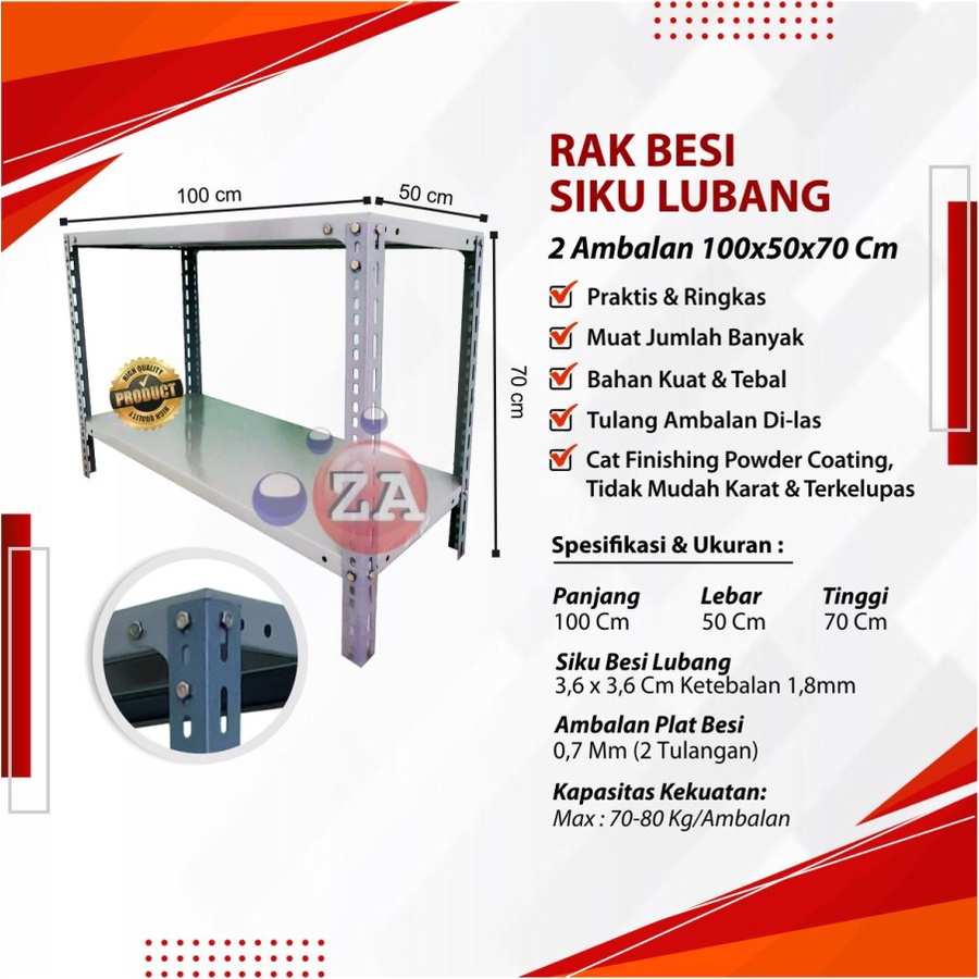 Rak Besi Siku 2 Susun Lebar 50 Cm