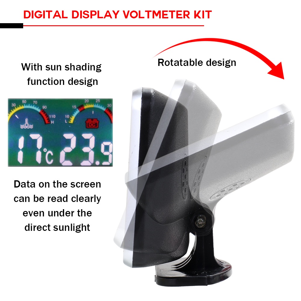 2in1 LCD Digital Pengukur Temperatur Air Voltmeter Tekanan Air untuk Mobil 12-24V Water Temp Temperature M10