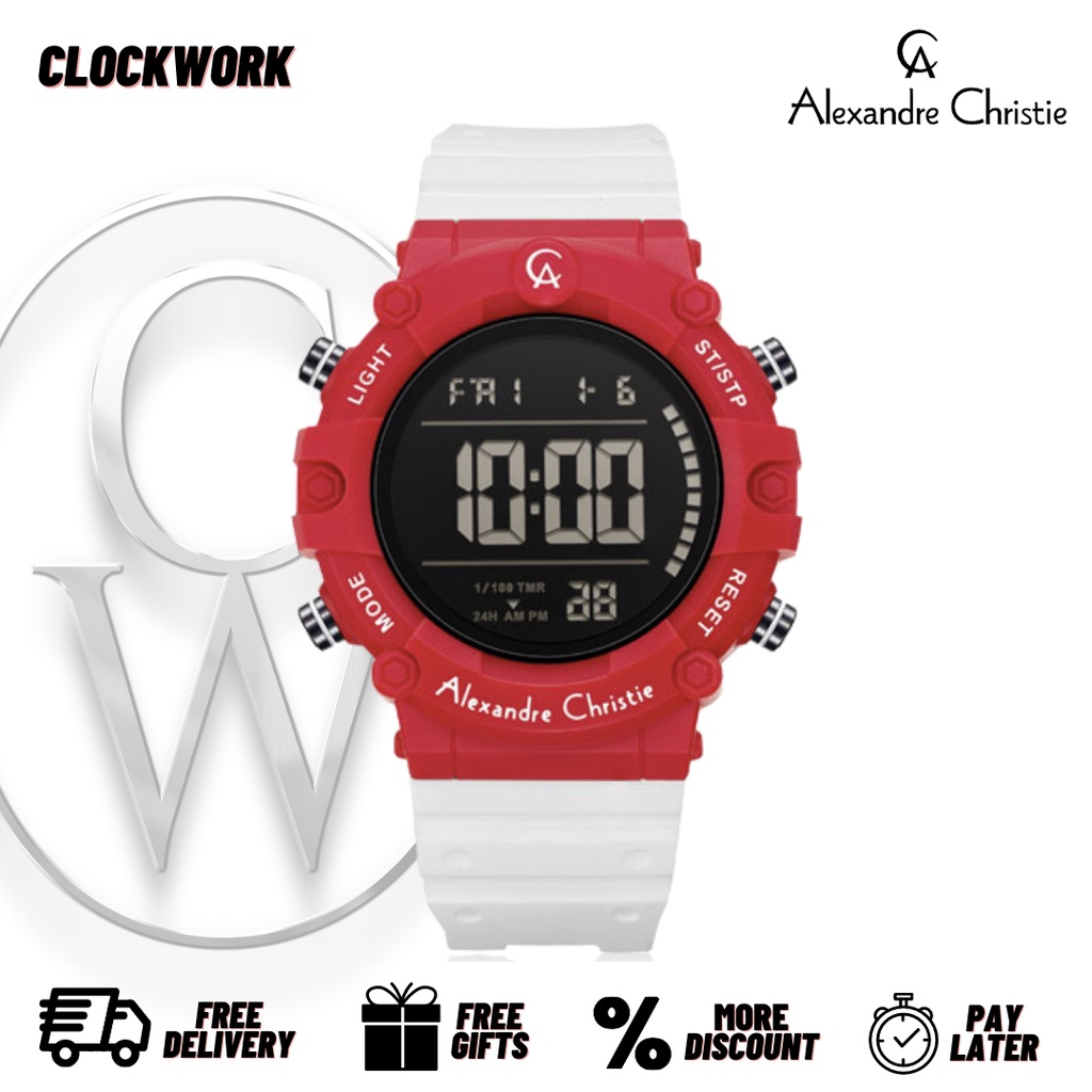 Jam Tangan Alexandre Christie AC 9386 MHRIPREGR Pria Karet Digital