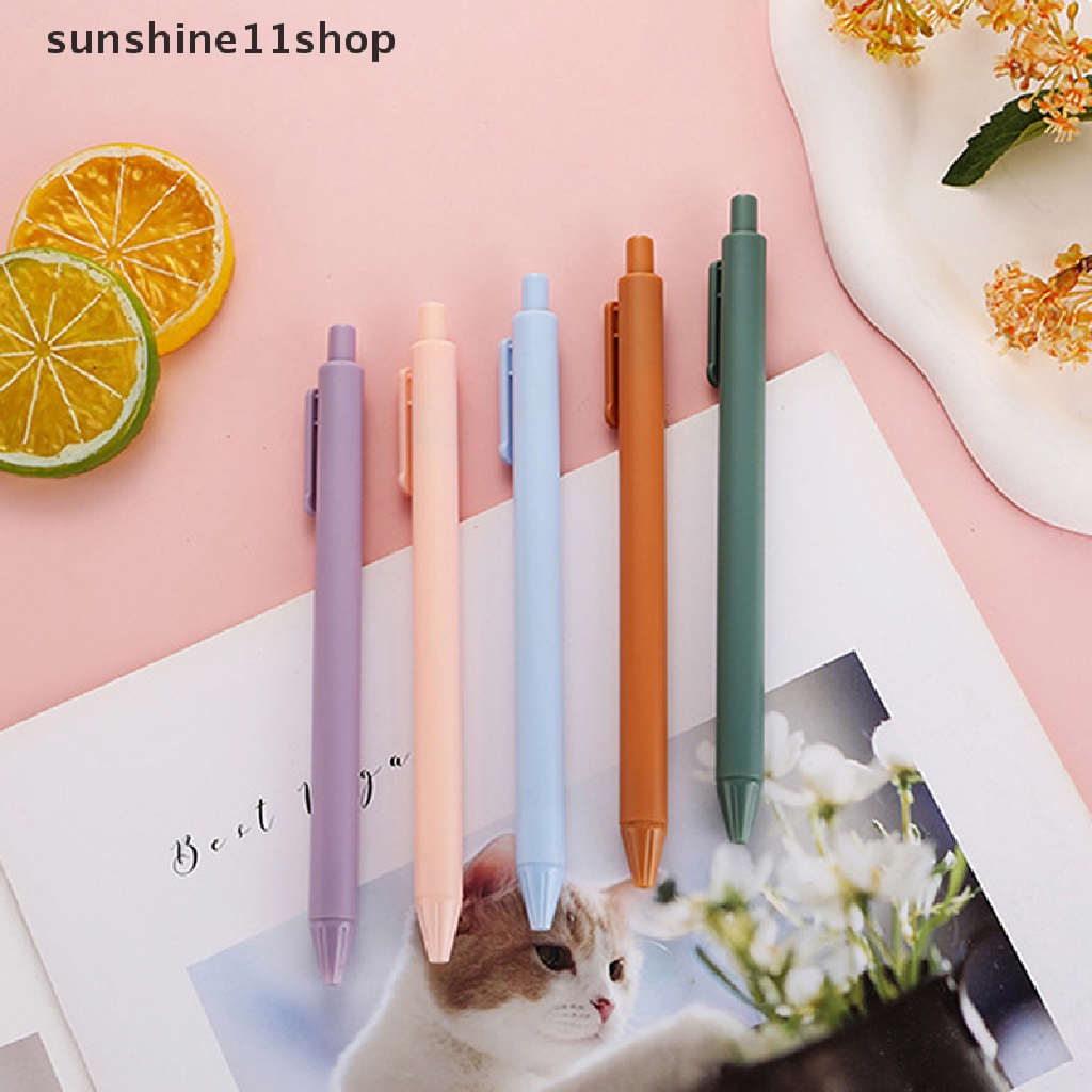 Sho Morandi Macaron Press Gel Pen 0.5mm Refill Halus Tinta Wrig Tahan Lama Pen Tanda Tangan Wrig Pen Sig Tinta Hitam Kantor Sekolah Alat Tulis Supply N