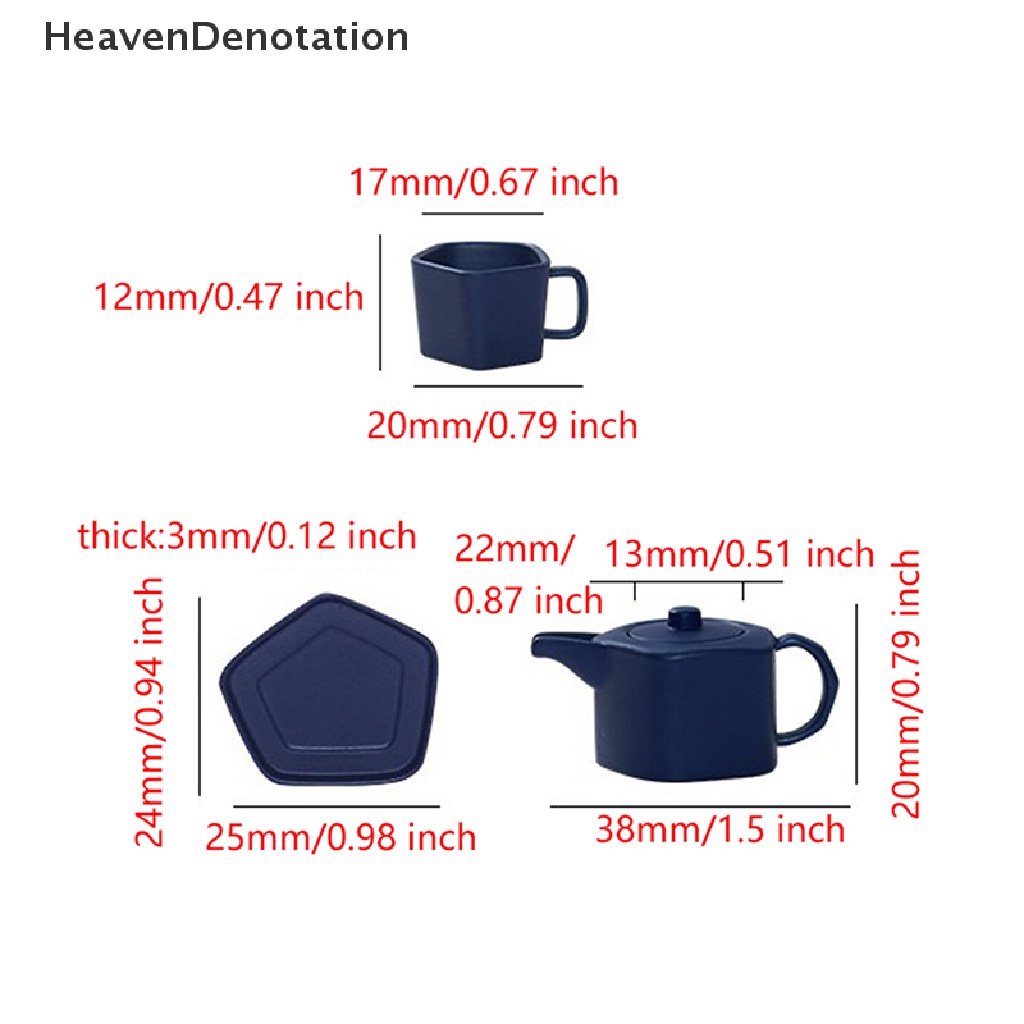 [HeavenDenotation] 1set 1: 6rumah Boneka Miniatur Teko Cangkir Tea Set Dengan Model Dapur Pemandangan Tamu HDV
