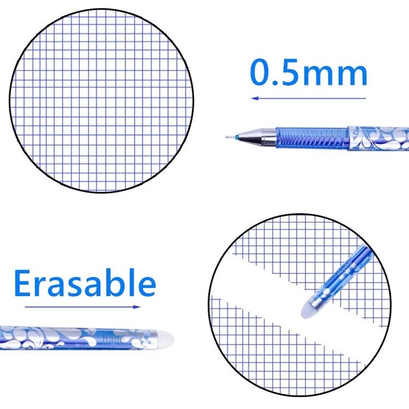 0.5mm Magic Erasable Pen Set Blue/Black Refill Washable Gel Pen Murid Menulis Bolpoin Sekolah Perlengkapan Alat Tulis Kantor