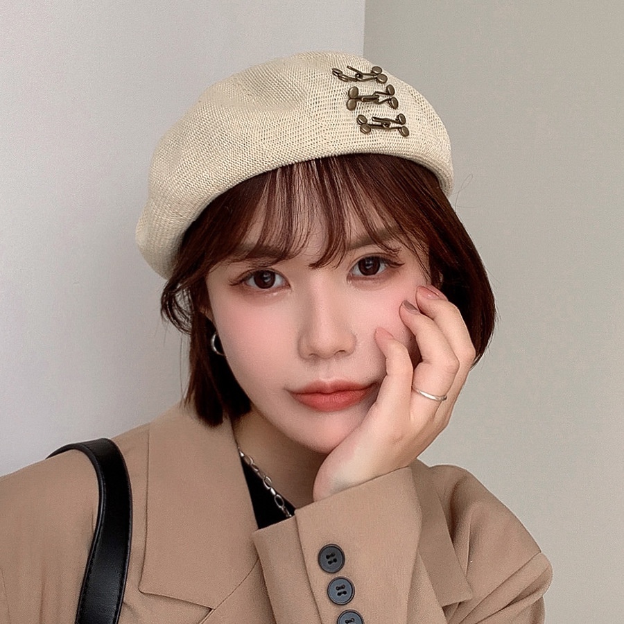 Empat Musim Perempuan Rajut rivet Baret vintage cut-out painter cap