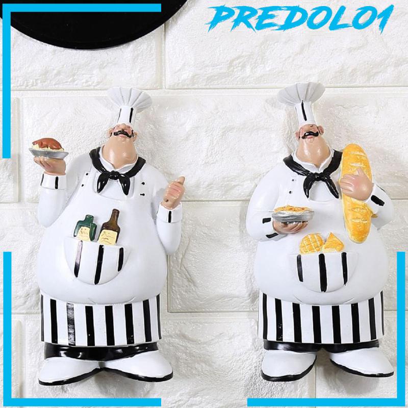 [Predolo1] 2pcs Patung Koki Italia Yang Dipasang Di Dinding Patung Plakat Rustic Untuk Dekorasi