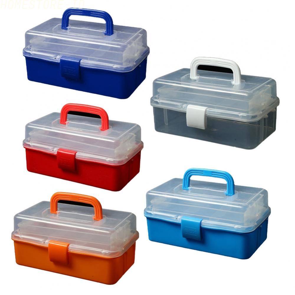 Kotak Penyimpanan Bergagang Plastik Warna-Warni Dapat Dilipat 3lapis Case Organizer Container