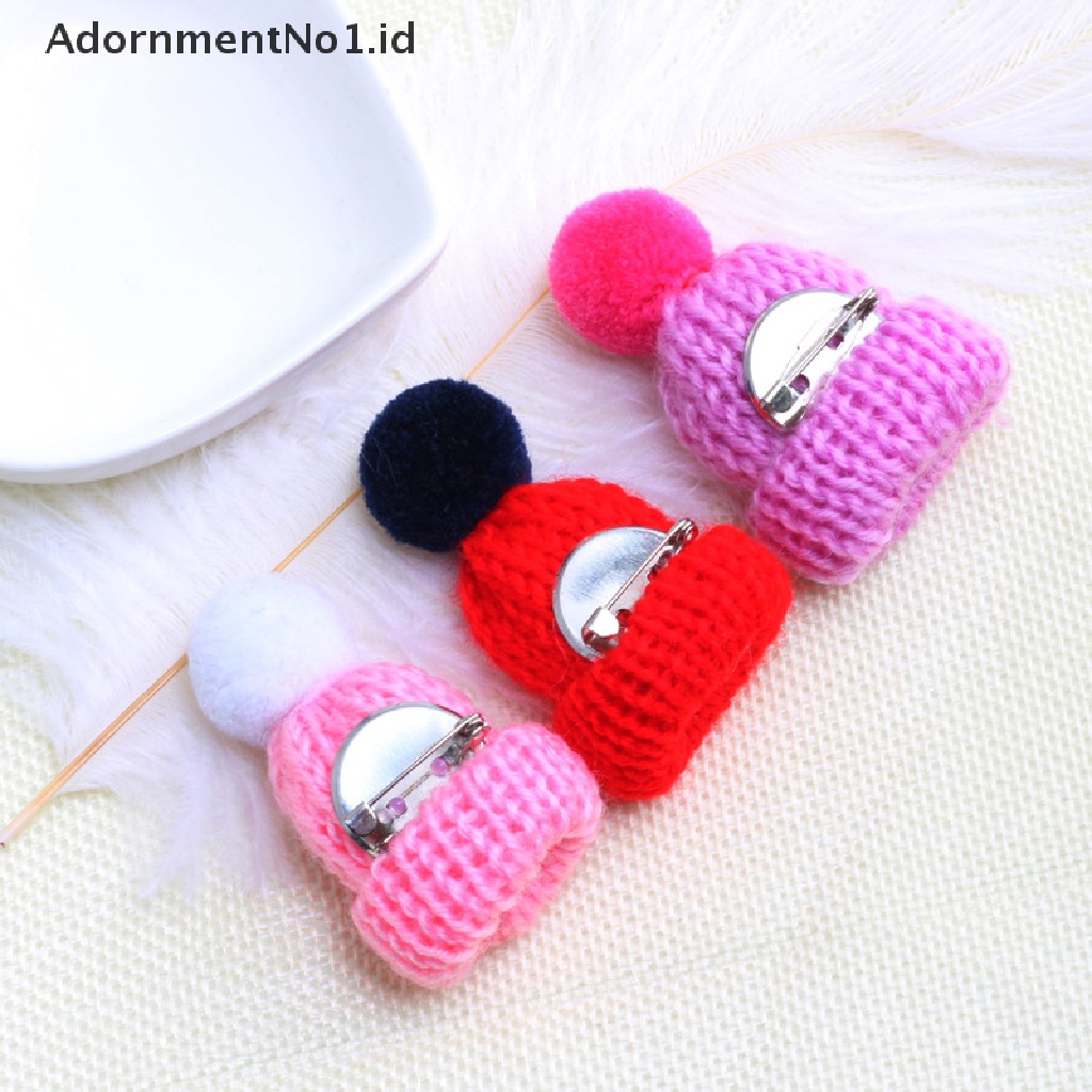 [AdornmentNo1] Kreatif Lucu Warna-Warni Mini Topi Rajut Bros Hairball Hias Hadiah Natal Tahun Baru Sweater Jaket Kerah Korsase Pin Lencana Perhiasan Accessorie [ID]