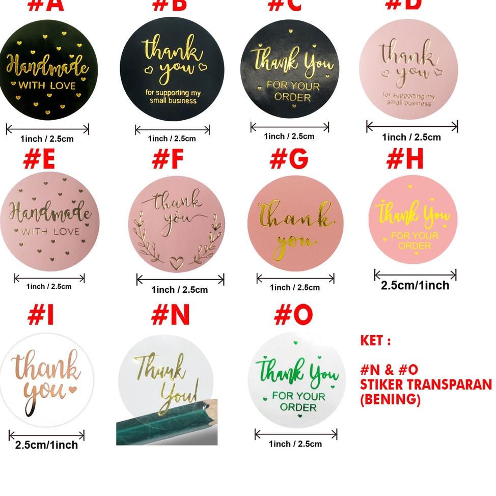 

O30 [500pc] Stiker Seal Penutup Bulat Thank You Handmade Support Bussines TREND TERKINI ₳