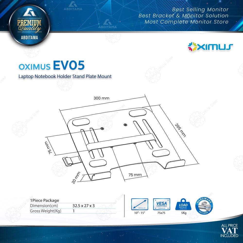 Bracket Laptop Notebook Holder Stand Plate Mount Oximus EV05