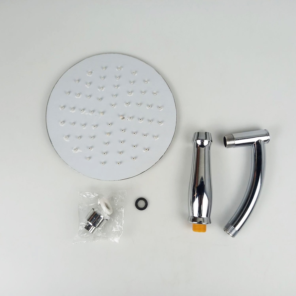 Gs8 Kepala Head Shower Mandi 8 Inch Stainless Steel Bulat Rainfall Stainless Steel Shower Mirip Hotel Penginapan BATHE PROJECT ADQ0098  Silver Or-i