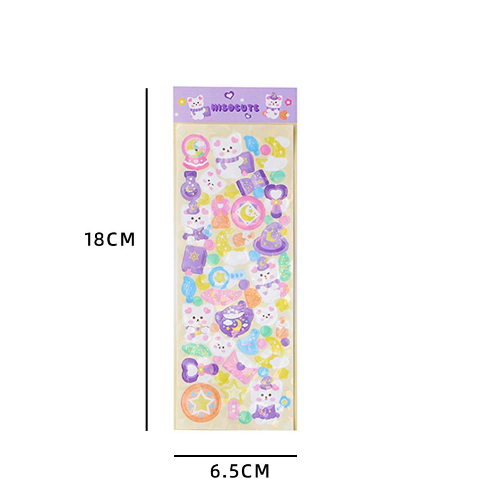 Stiker deco hologram korean cute bear rabbit dekorasi photocard jurnal