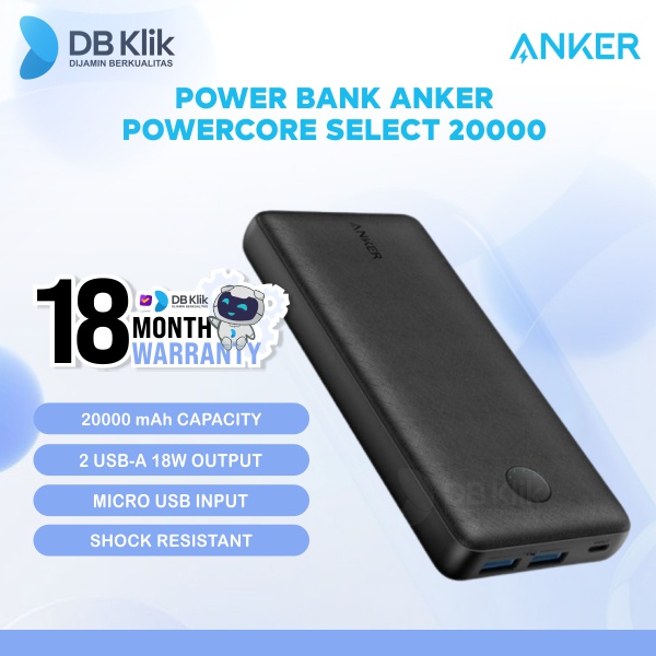 Power Bank Anker PowerCore Select 20000 A1363 - PowerBank ANKER A1363