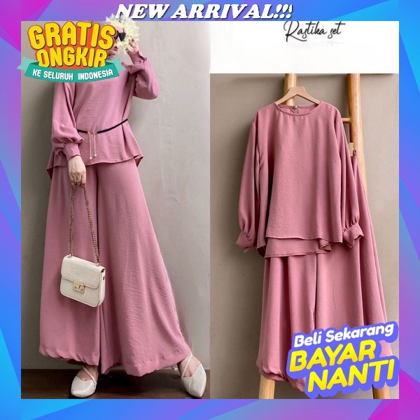Chatifa Set Long Tunik Crinkle Premium Airflow / Setelan Wanita Ld 110 Long Tunik / Setelan Crinkle 