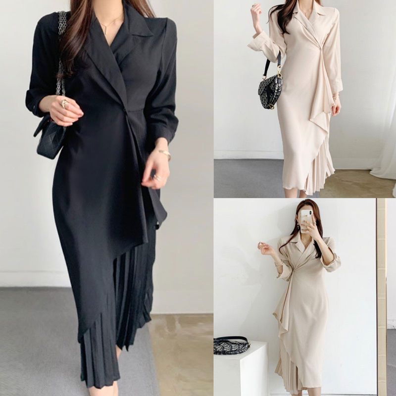 ANGIE KOREAN STYLE VINTAGE MIDI DRESS POLOS