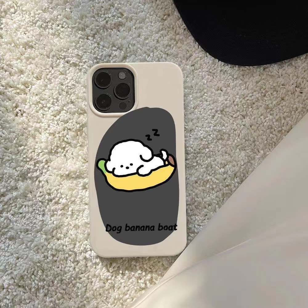 Ins Banana Dog Cocok Untuk Iphone14 14pro 14plus 13 13pro 13prm iPhone 11 7Plus 8Plus Xr XS 13 12 Pro Max Empat Sudut Casing Ponsel Tahan Guncangan